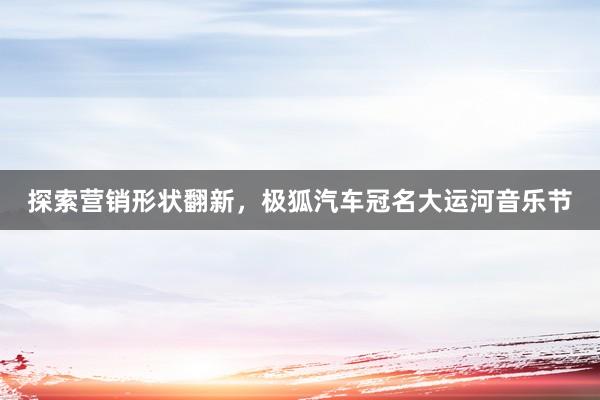 探索营销形状翻新，极狐汽车冠名大运河音乐节