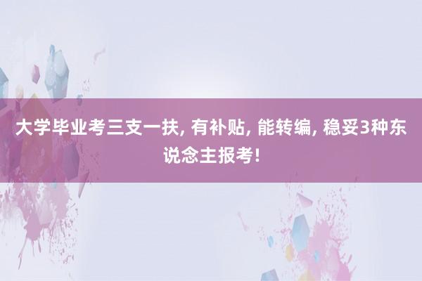 大学毕业考三支一扶, 有补贴, 能转编, 稳妥3种东说念主报考!