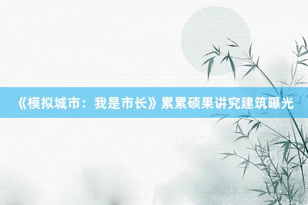 《模拟城市：我是市长》累累硕果讲究建筑曝光
