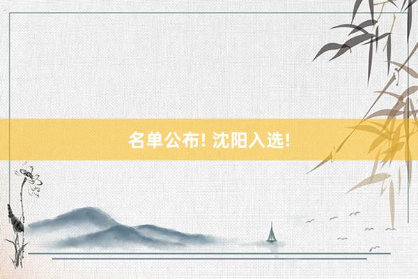 名单公布! 沈阳入选!