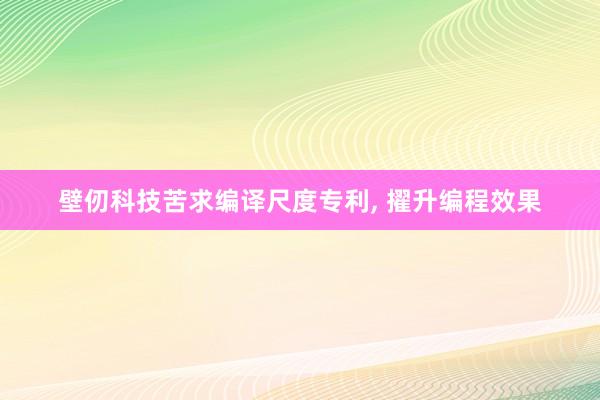 壁仞科技苦求编译尺度专利, 擢升编程效果